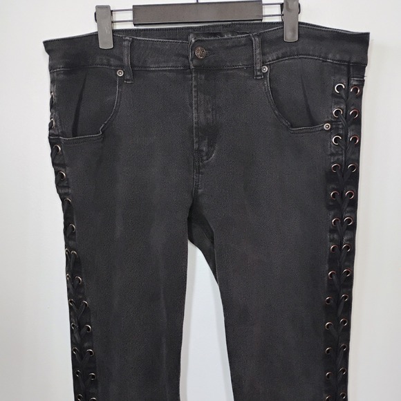 Wornstar Hellraiser Side Laced Jeans Unisex 38 Slim Flare Rockstar Stage Grunge - Picture 4 of 16